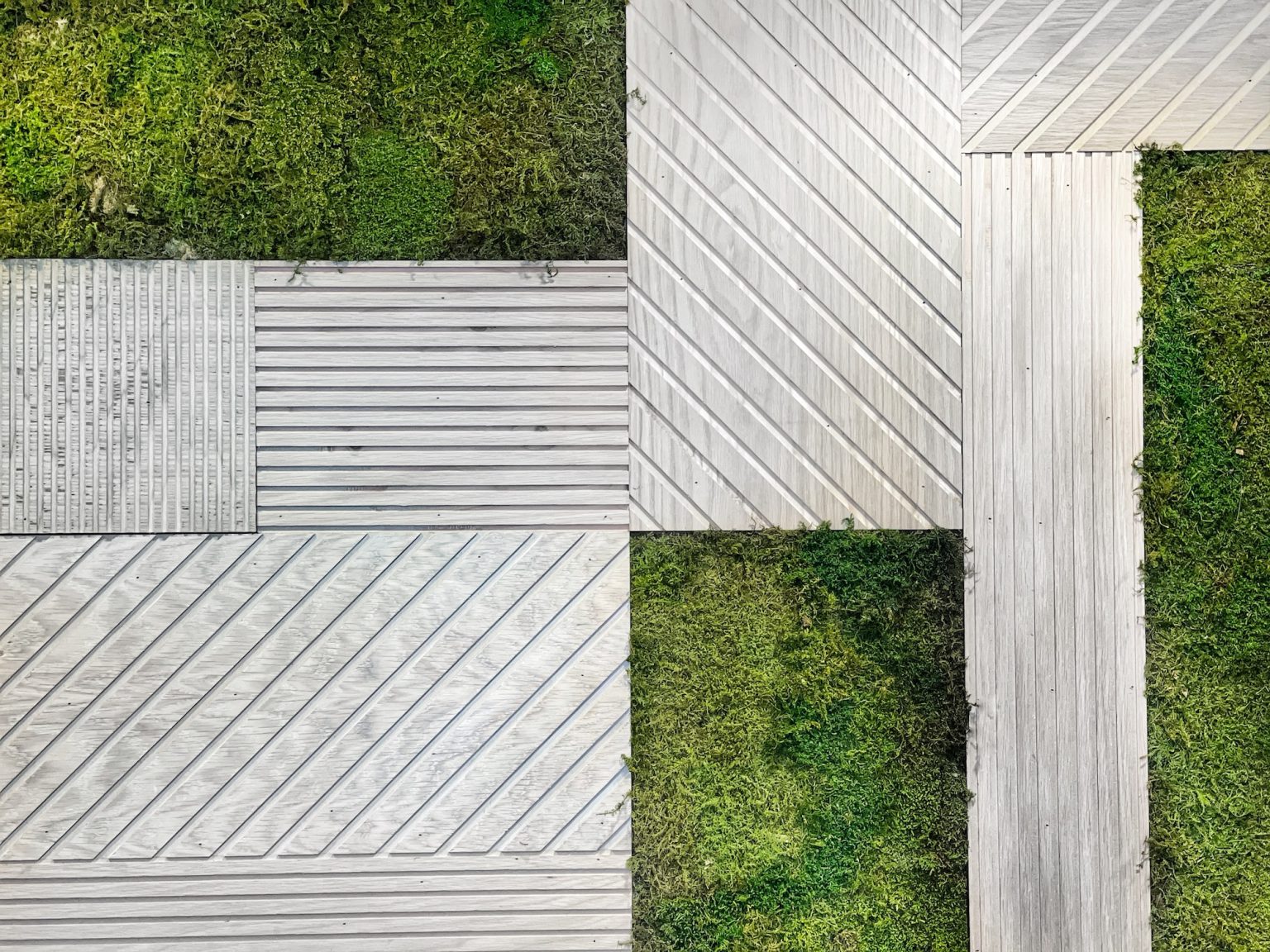 Wall art panels green preserved moss and routed wood architectural decor textures lines diagonal